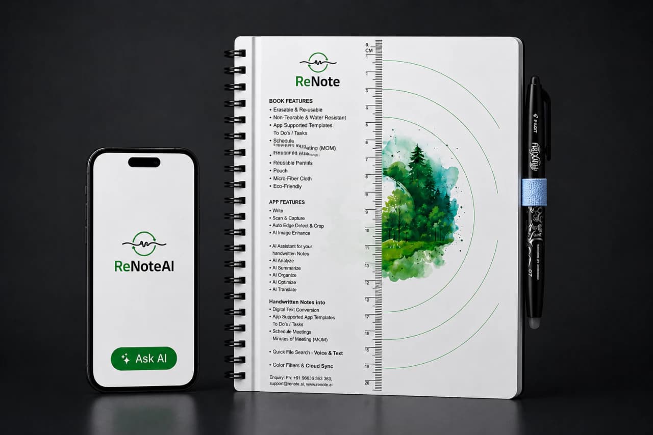 Timeless white design featuring reusable, waterproof, non-tearable, and eco-friendly pages. Built for everyday note-taking with a clean and professional look.